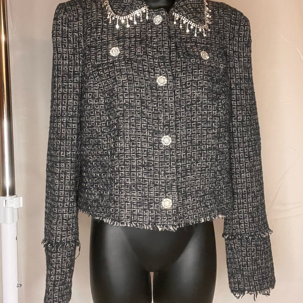 River Island Black and White Tweed Blazer